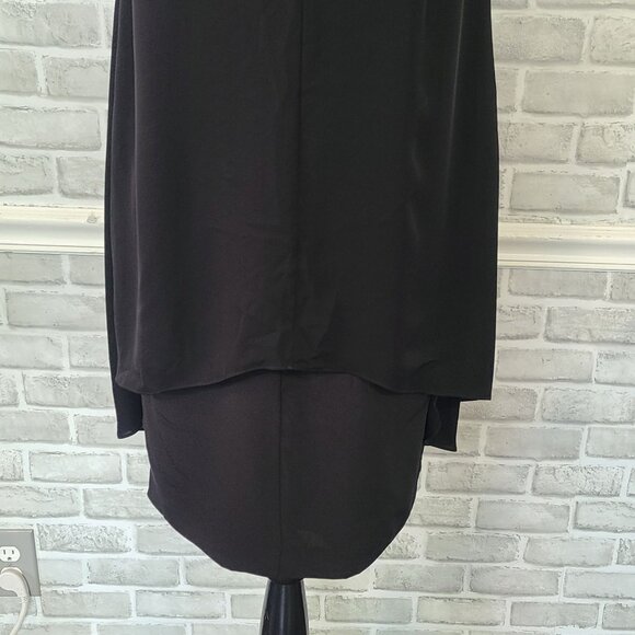 Theory Lylin Black 100% Silk Double Georgette Sleeveless Layered Mini Dress 6 - Picture 9 of 10